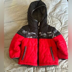 Gerry Kids hooded puffer jacket-Reversible Black/Red/Gray